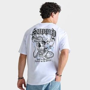 Supply & Demand White Skull Graphic Tee Size S